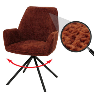 Esszimmerstuhl Küchenstuhl Armlehne drehbar Auto-Position Chenille Öko-Tex rot