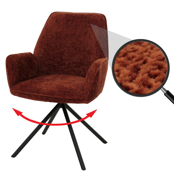 Esszimmerstuhl Küchenstuhl Armlehne drehbar Auto-Position Chenille Öko-Tex rot