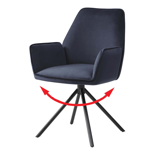 Esszimmerstuhl Küchenstuhl Armlehne drehbar Auto-Position Samt anthrazit-blau schwarz