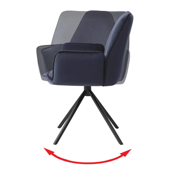 Esszimmerstuhl Küchenstuhl Armlehne drehbar Auto-Position Samt anthrazit-blau schwarz