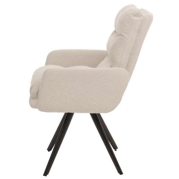 Esszimmerstuhl Küchenstuhl drehbar Auto-Position Bouclé cremeweiss Armlehne