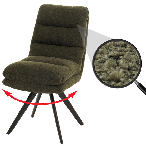Esszimmerstuhl Küchenstuhl drehbar Auto-Position Bouclé grün