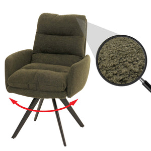 Esszimmerstuhl Küchenstuhl drehbar Auto-Position Bouclé grün Armlehne