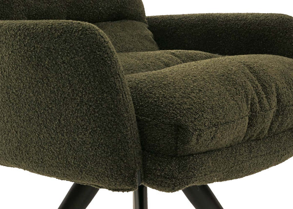 Esszimmerstuhl Küchenstuhl drehbar Auto-Position Bouclé grün Armlehne