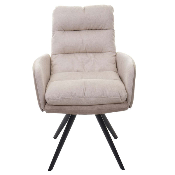 Esszimmerstuhl Küchenstuhl drehbar Auto-Position Stoff creme Armlehne