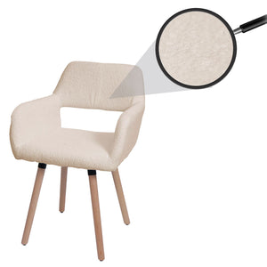 Esszimmerstuhl Küchenstuhl Polsterstuhl Holz Bouclé beige