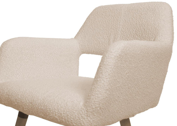Esszimmerstuhl Küchenstuhl Polsterstuhl Holz Bouclé beige
