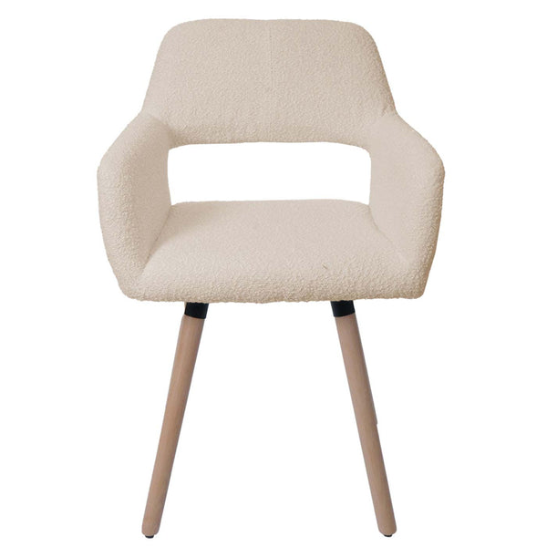 Esszimmerstuhl Küchenstuhl Polsterstuhl Holz Bouclé beige