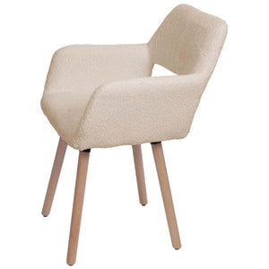 Esszimmerstuhl Küchenstuhl Polsterstuhl Holz Bouclé beige