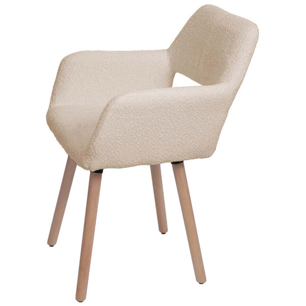 Esszimmerstuhl Küchenstuhl Polsterstuhl Holz Bouclé beige