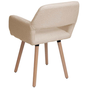 Esszimmerstuhl Küchenstuhl Polsterstuhl Holz Bouclé beige