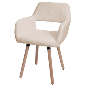 Esszimmerstuhl Küchenstuhl Polsterstuhl Holz Bouclé beige