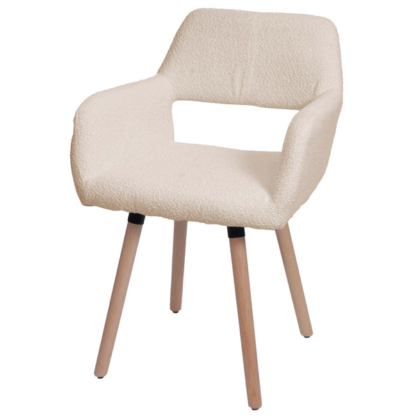 Esszimmerstuhl Küchenstuhl Polsterstuhl Holz Bouclé beige
