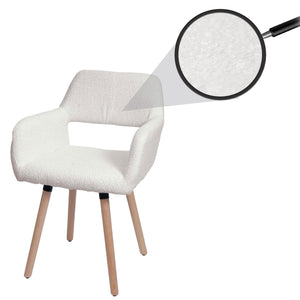 Esszimmerstuhl Küchenstuhl Polsterstuhl Holz Bouclé creme