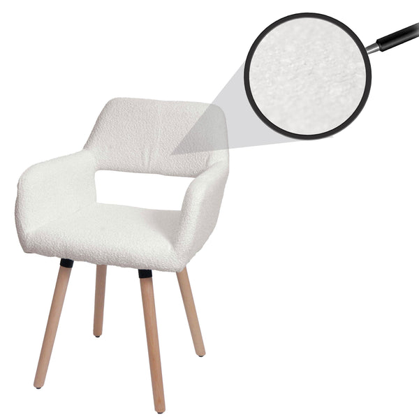 Esszimmerstuhl Küchenstuhl Polsterstuhl Holz Bouclé creme