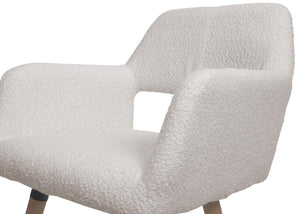 Esszimmerstuhl Küchenstuhl Polsterstuhl Holz Bouclé creme