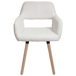 Esszimmerstuhl Küchenstuhl Polsterstuhl Holz Bouclé creme