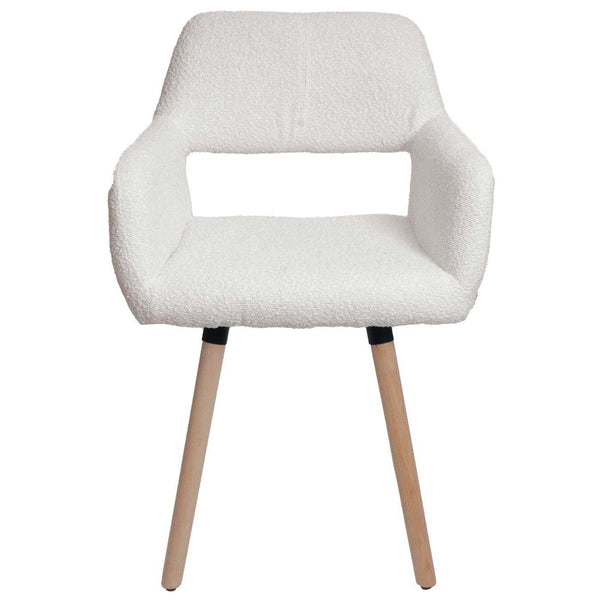 Esszimmerstuhl Küchenstuhl Polsterstuhl Holz Bouclé creme
