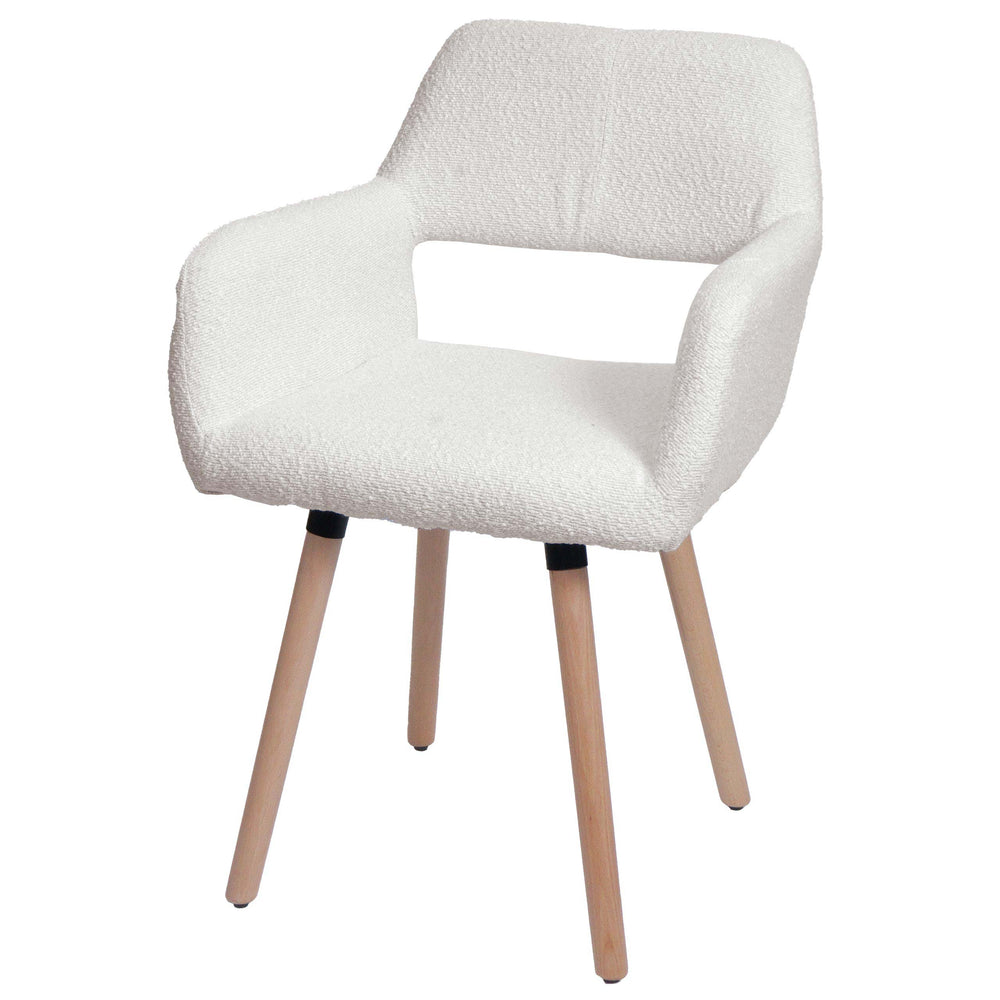 Esszimmerstuhl Küchenstuhl Polsterstuhl Holz Bouclé creme
