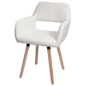Esszimmerstuhl Küchenstuhl Polsterstuhl Holz Bouclé creme