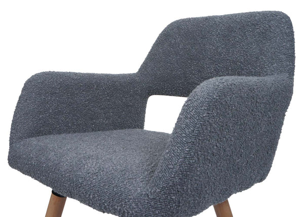 Esszimmerstuhl Küchenstuhl Polsterstuhl Holz Bouclé dunkelgrau