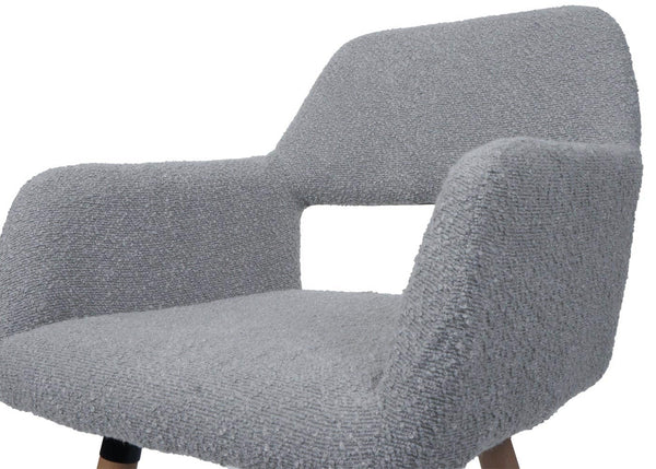 Esszimmerstuhl Küchenstuhl Polsterstuhl Holz Bouclé grau