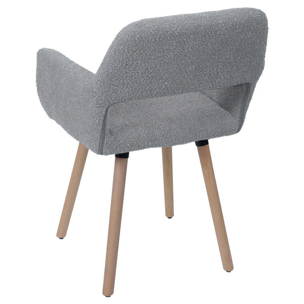 Esszimmerstuhl Küchenstuhl Polsterstuhl Holz Bouclé grau