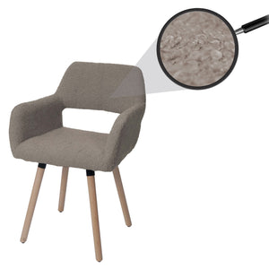Esszimmerstuhl Küchenstuhl Polsterstuhl Holz Bouclé taupe