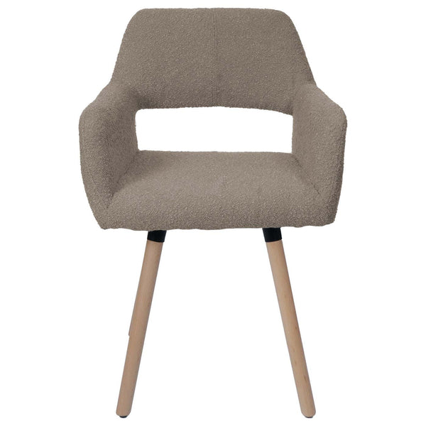 Esszimmerstuhl Küchenstuhl Polsterstuhl Holz Bouclé taupe