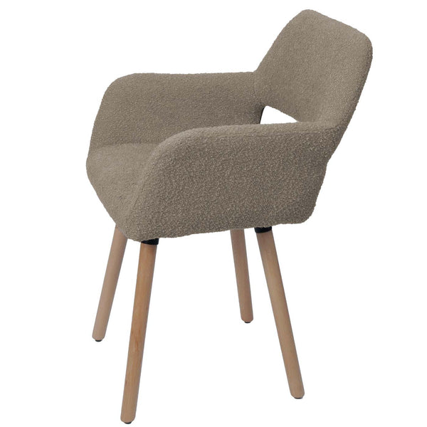 Esszimmerstuhl Küchenstuhl Polsterstuhl Holz Bouclé taupe