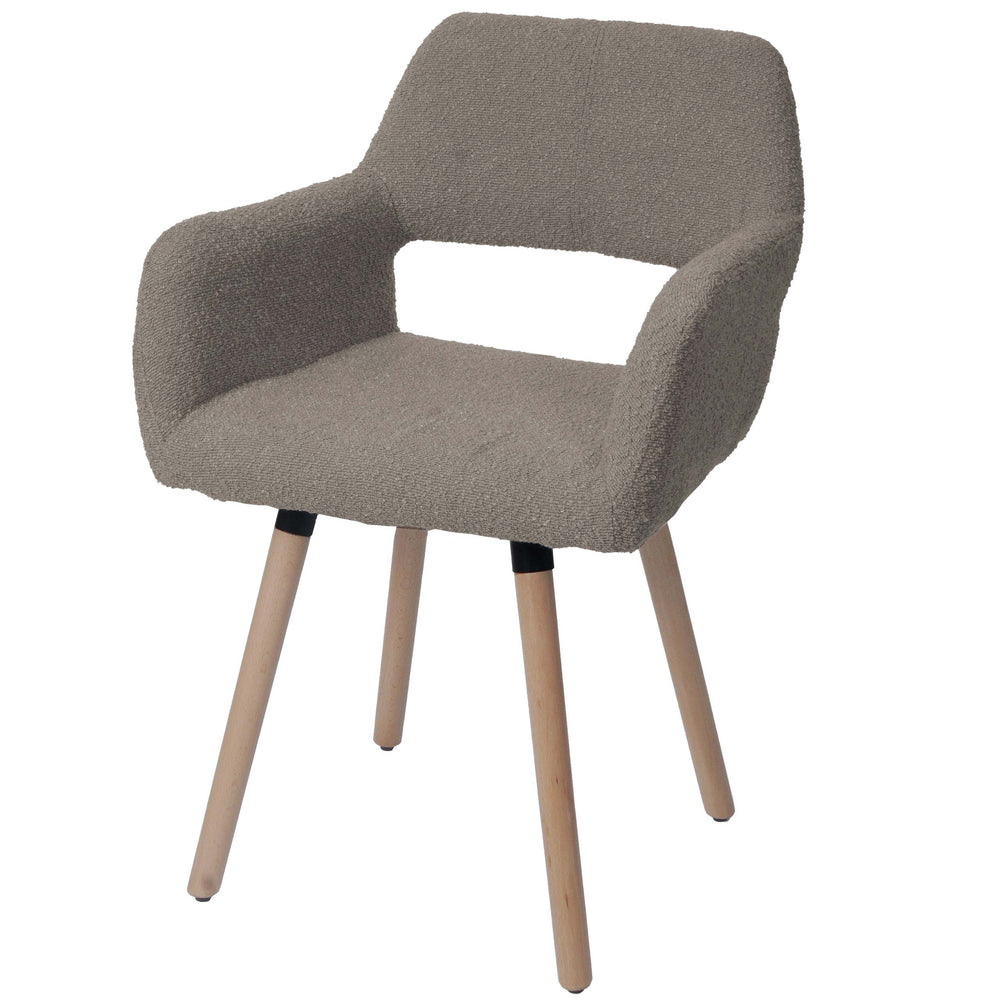 Esszimmerstuhl Küchenstuhl Polsterstuhl Holz Bouclé taupe