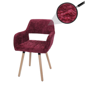 Esszimmerstuhl Küchenstuhl Polsterstuhl Holz Chenille bordeaux