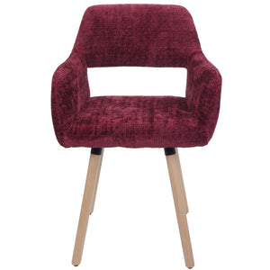 Esszimmerstuhl Küchenstuhl Polsterstuhl Holz Chenille bordeaux