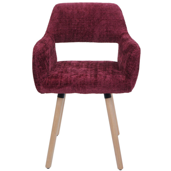 Esszimmerstuhl Küchenstuhl Polsterstuhl Holz Chenille bordeaux