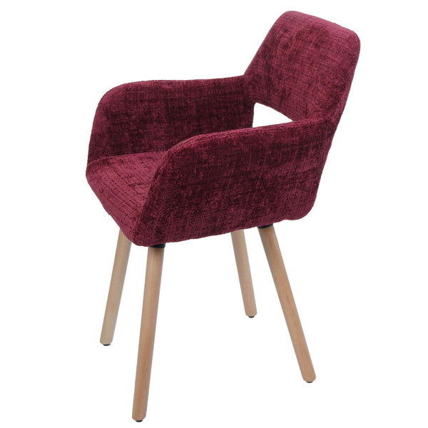Esszimmerstuhl Küchenstuhl Polsterstuhl Holz Chenille bordeaux