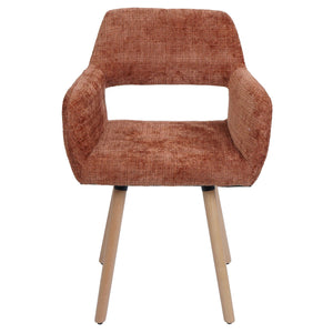 Esszimmerstuhl Küchenstuhl Polsterstuhl Holz Chenille terrakotta