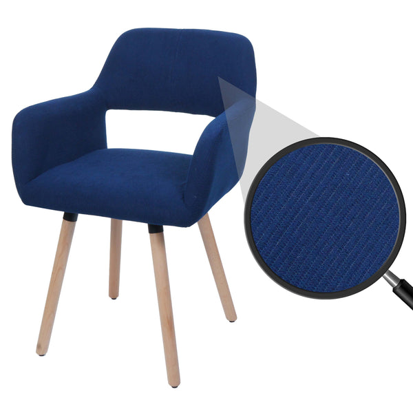 Esszimmerstuhl Küchenstuhl Polsterstuhl Holz Cord blau