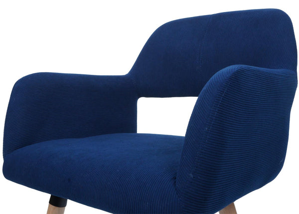 Esszimmerstuhl Küchenstuhl Polsterstuhl Holz Cord blau