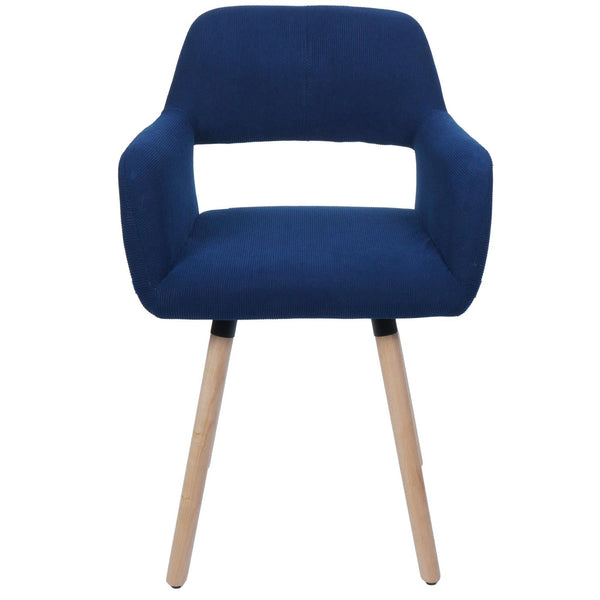 Esszimmerstuhl Küchenstuhl Polsterstuhl Holz Cord blau
