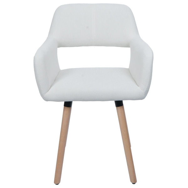 Esszimmerstuhl Küchenstuhl Polsterstuhl Holz Cord creme-weiss