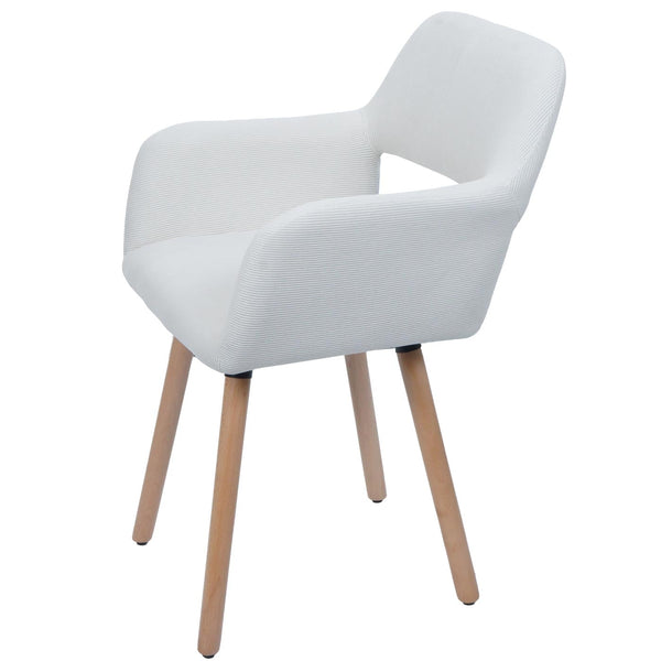 Esszimmerstuhl Küchenstuhl Polsterstuhl Holz Cord creme-weiss