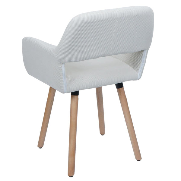 Esszimmerstuhl Küchenstuhl Polsterstuhl Holz Cord creme-weiss