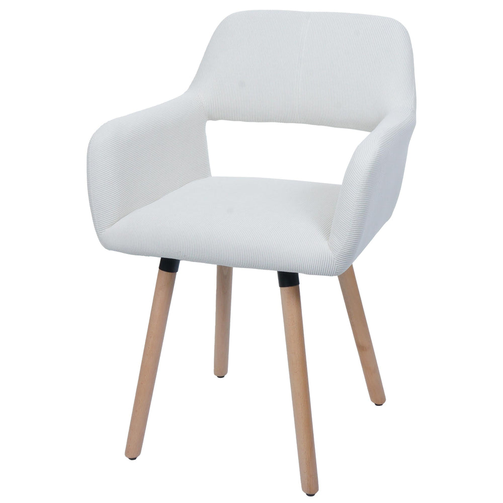 Esszimmerstuhl Küchenstuhl Polsterstuhl Holz Cord creme-weiss