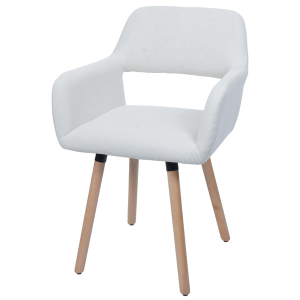 Esszimmerstuhl Küchenstuhl Polsterstuhl Holz Cord creme-weiss