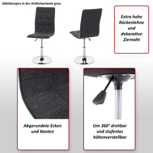 Esszimmerstuhl Küchenstuhl drehbar höhenverstellbar Stoff vintage grau