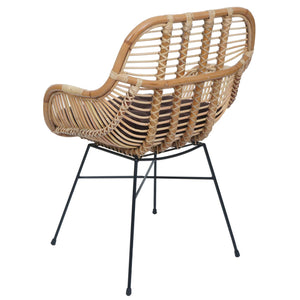 Esszimmerstuhl Küchenstuhl Korbstuhl Rattansessel Kubu Rattan Metall braun