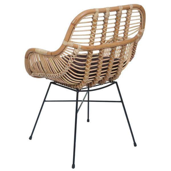 Esszimmerstuhl Küchenstuhl Korbstuhl Rattansessel Kubu Rattan Metall braun
