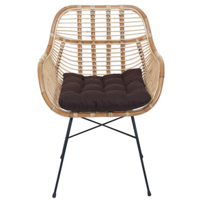 Esszimmerstuhl Küchenstuhl Korbstuhl Rattansessel Kubu Rattan Metall braun