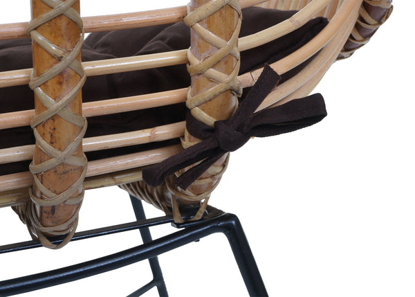 Esszimmerstuhl Küchenstuhl Korbstuhl Rattansessel Kubu Rattan Metall braun