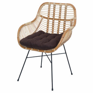 Esszimmerstuhl Küchenstuhl Korbstuhl Rattansessel Kubu Rattan Metall braun